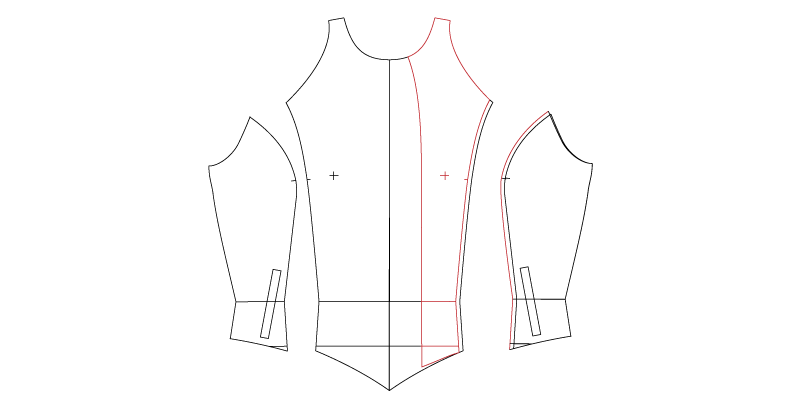 drafting the zipper shield and left front