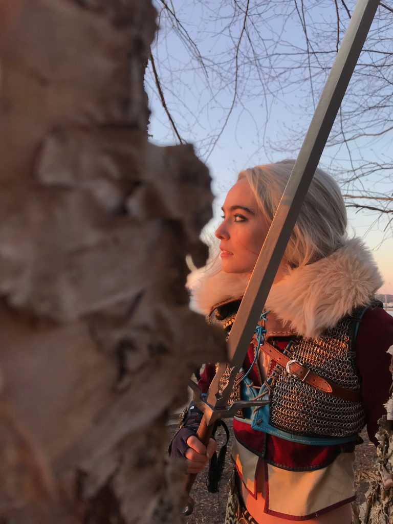 Ciri in the woods at sunset - cosplay by Gillian Conahan