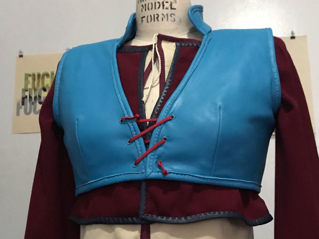 Blue leather under-vest for ciri cosplay