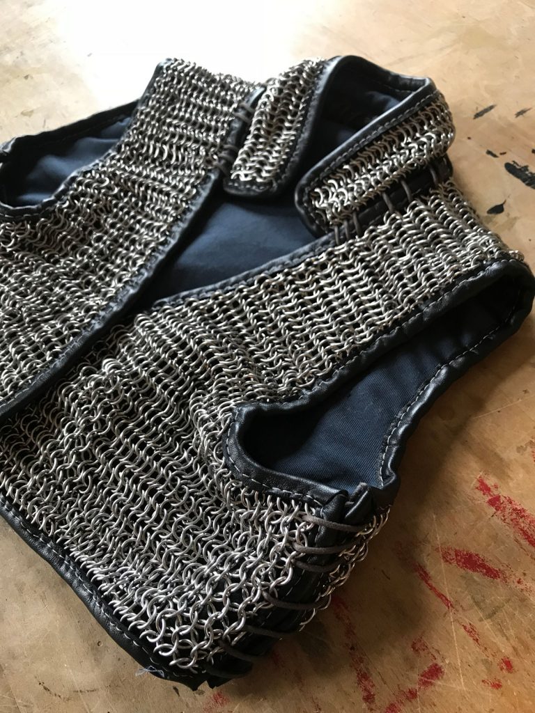 Chainmail vest completed and laced together