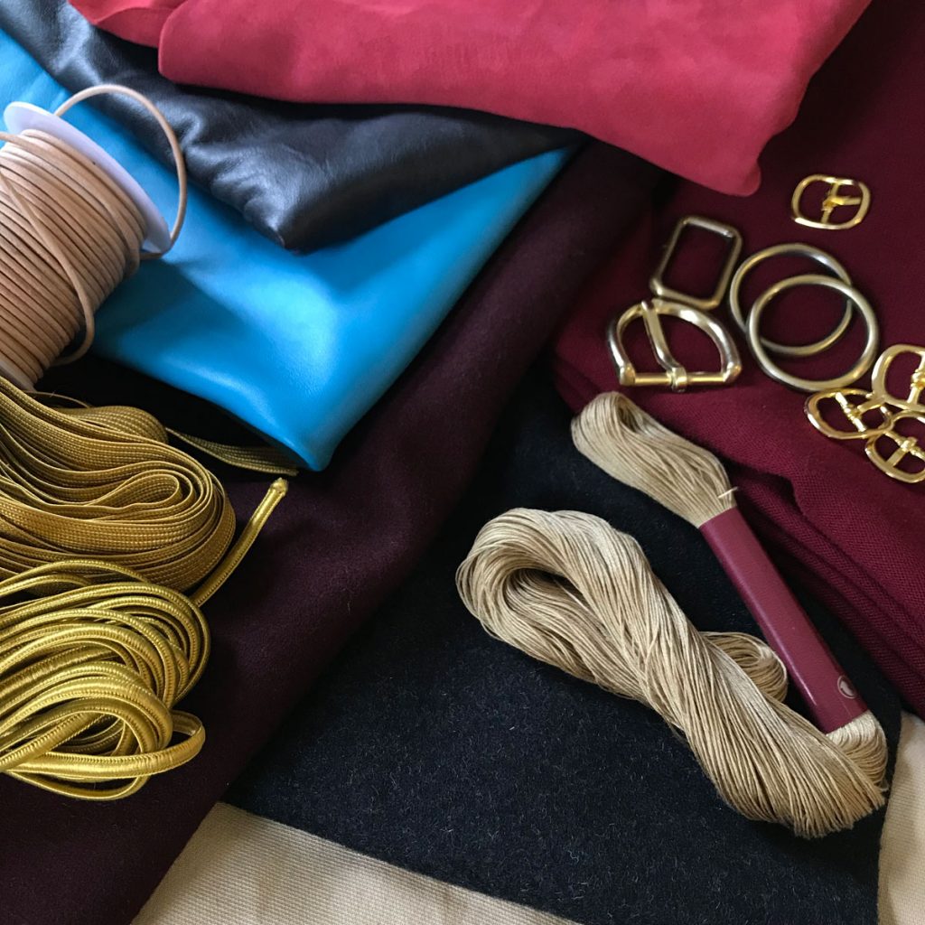 Leather, fabrics, trims, hardware, and embroidery thread for ciri cosplay