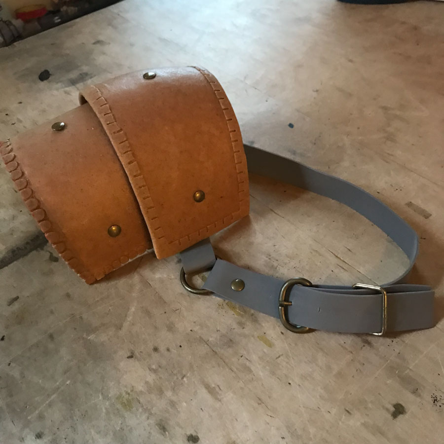 pauldron assembled with foam strap mock-up