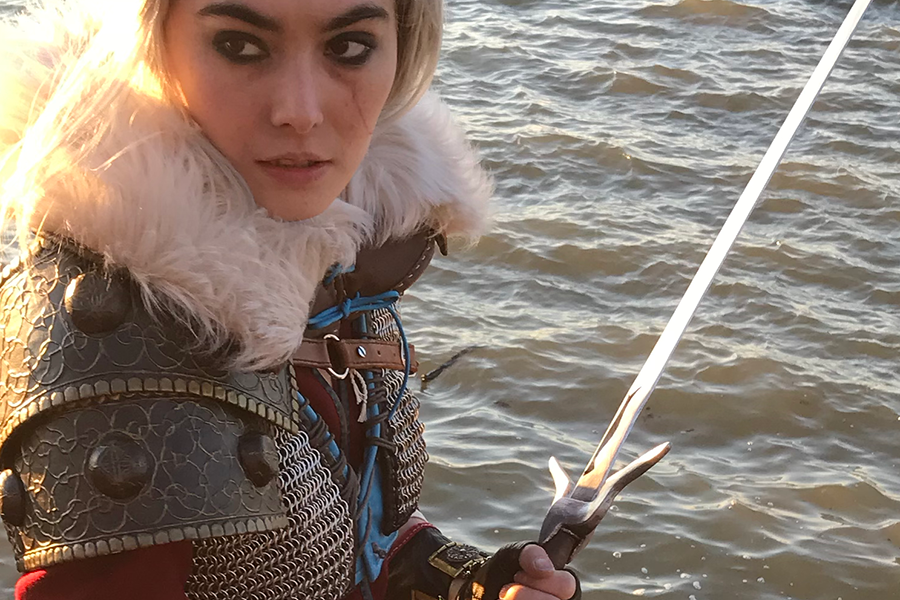 close-up of Ciri by the water - cosplay by gillian conahan, photo by @jacquistuffnthings